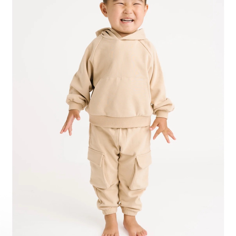 Kids Beige Matching Set with Hoodie and Joggers